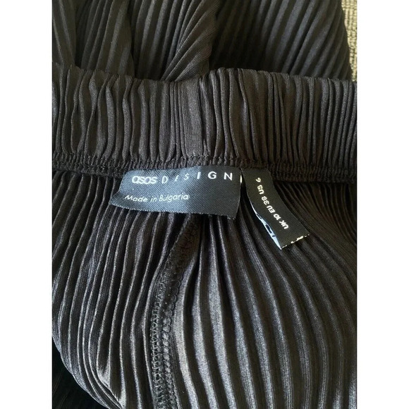 ASOS Women's Size 6 Black High Waisted Wide Leg Accordion Pull On Pants New - Picture 5 of 7